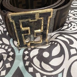 Fendi Brown two tone belt unisex